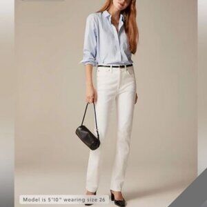 NWT J Crew White Slim Straight High Rise Jeans 26T (fits 27) 30" inseam